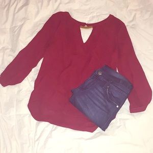 Long sleeve maroon blouse